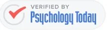 Verified badge from Psychology Today, featuring a checkmark and the organisation's logo.