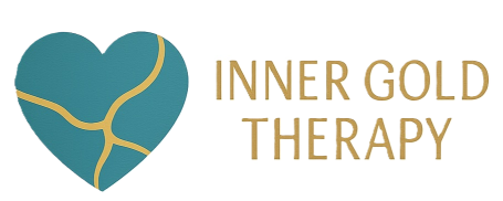 Kintsugi Heart Logo for Inner Gold Therapy, transformative therapy available Milton Keynes or online
